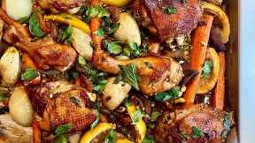 How To Make Moroccan-Style Sheet Pan Chicken with Apricots, Olives & Lemons | Gail Simmons