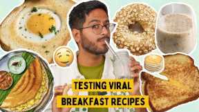 TESTING VIRAL BREAKFAST RECIPES | EPIC RESULTS 😂 MAKHANA SMOOTHIE, INSTANT DOSA, OATS BAGEL